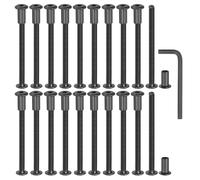 MECCANIXITY Lot de 20 boulons hexagonaux à six pans creux pour vis de reliure pour trou de 8 mm de diamètre mâle M6 x 80 mm en acier au carbone avec clé pour scrapbooking en cuir, oxyde noir