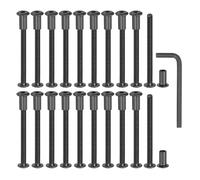 MECCANIXITY Lot de 20 boulons hexagonaux à six pans creux pour vis de reliure pour trou de 8 mm de diamètre mâle M6 x 70 mm en acier au carbone avec clé pour scrapbooking en cuir, oxyde noir