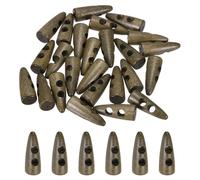 MECCANIXITY Lot de 24 boutons à bascule en bois d'olive à 2 trous pour loisirs créatifs, manteaux, pulls, vêtements, vestes, blazers, sacs, 3 cm, café