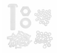 MECCANIXITY Lot de 25 vis à tête ronde cruciforme en nylon PA66 M5 x 20 mm avec rondelles plates et écrous hexagonaux pour assemblage de machines à faire soi-même, blanc