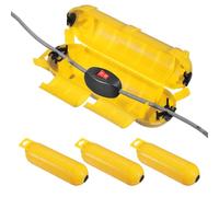 MECCANIXITY Lot de 3 cache-câbles pour l'extérieur, étanche IP44, boîtier de connexion électrique, protection pour prise de courant, lumière de Noël, jaune