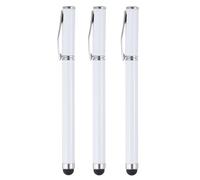 MECCANIXITY Lot de 3 stylos à bille 2 en 1 avec pointe stylet et pointe fine en caoutchouc pour tous les écrans tactiles capacitifs, universel, blanc