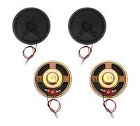 MECCANIXITY Lot de 4 petits haut-parleurs 8 Ohm, 1 W 50 mm de diamètre, coque en métal, aimant rond avec fil de terminal de 100 mm, micro interne pour DVD, EVD, mini haut-parleur audio domestique
