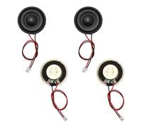 MECCANIXITY Lot de 4 petits haut-parleurs 8 Ohm, 2 W 30 mm de diamètre, coque en métal, aimant rond avec fil de terminal de 100 mm, micro interne pour DVD, EVD, mini haut-parleur audio domestique