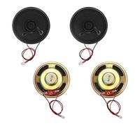 MECCANIXITY Lot de 4 petits haut-parleurs 8 Ohm, 2 W 57 mm de diamètre, coque en métal, aimant rond avec fil de terminal de 100 mm, micro interne pour DVD, EVD, mini haut-parleur audio domestique