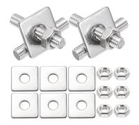 MECCANIXITY Lot de 4 tiges entièrement filetées M8 x 40 mm, tiges filetées en acier inoxydable 304, filetage à droite avec écrou rondelle carrée pour ancrage structurel, vis de fixation