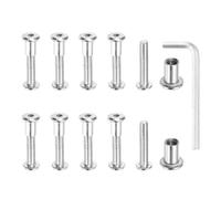 MECCANIXITY Lot de 5 boulons hexagonaux à six pans creux pour vis de reliure de 8 mm de diamètre mâle M8 x 35 mm en acier au carbone avec clé hexagonale pour cuir, scrapbooking, meubles