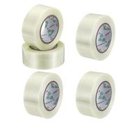 MECCANIXITY Lot de 5 rouleaux de ruban de cerclage renforcé transparent de 5,9 mm x 40,7 m pour emballage, transport de paquets, équipement électrique, emballage