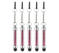 MECCANIXITY Lot de 5 stylets capacitifs pour écrans tactiles - Mini stylet capacitif cristal diamant pour tous les appareils à écran tactile - Rose rouge