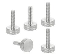 MECCANIXITY Lot de 5 vis moletées M4 x 16 mm, vis moletées à tête plate en acier inoxydable 304, boulons à tête moletée métrique, boutons de serrage à la main, 12 mm de diamètre