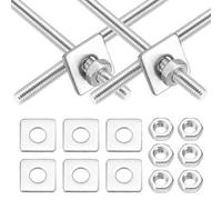 MECCANIXITY Lot de 6 tiges entièrement filetées M4 x 50 mm, tiges filetées en acier inoxydable 201, filetage à droite avec écrou rondelle carrée pour ancrage structurel, vis de fixation