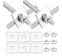 MECCANIXITY Lot de 6 tiges entièrement filetées M5 x 40 mm, tiges filetées en acier inoxydable 304, filetage à droite avec écrou rondelle carrée pour ancrage structurel, vis de fixation