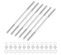 MECCANIXITY Lot de 6 vis à goujons à double extrémité M3 x 100 mm, en acier inoxydable 304 à double filetage avec rondelle d'écrou pour l'entretien de la maison, ancrage structurel, vis de fixation