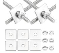 MECCANIXITY Lot de 8 tiges entièrement filetées M4 x 50 mm, tiges filetées en acier inoxydable 304, filetage à droite avec écrou rondelle carrée pour ancrage structurel, vis de fixation