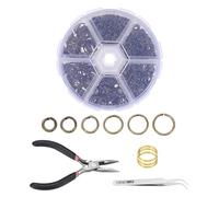 MECCANIXITY Lot de 880 anneaux ouverts pour la fabrication de bijoux, 6 tailles - Kit de fabrication de bijoux avec ouvre-anneau et pince pour porte-clés, boucles d'oreilles, réparation de loisirs