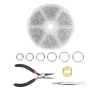 MECCANIXITY Lot de 880 anneaux ouverts pour la fabrication de bijoux, 6 tailles - Kit de fabrication de bijoux avec ouvre-anneau et pince pour porte-clés, boucles d'oreilles, réparation de loisirs