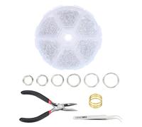 MECCANIXITY Lot de 880 anneaux ouverts pour la fabrication de bijoux, 6 tailles - Kit de fabrication de bijoux avec ouvre-anneau et pince pour porte-clés, boucles d'oreilles, réparation de loisirs