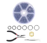 MECCANIXITY Lot de 880 anneaux ouverts pour la fabrication de bijoux, 6 tailles - Kit de fabrication de bijoux avec ouvre-anneau et pince pour porte-clés, boucles d'oreilles, réparation de loisirs