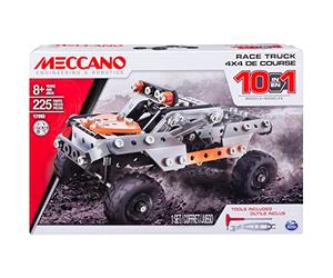 MECCANO - 4X4 SUV DE Course 10 MODÈLES - 10 Modèles Différents de Véhicules A Construire avec Direction et Suspensions - 225 Pièces Et 2 Outils - Jeu de Construction - Jouet Enfant 8 Ans et +