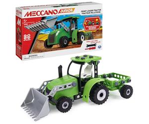 MECCANO - TRACTEUR PELLETEUSE MECCANO JUNIOR - Pelleteuse Agricole Et Remoque Articulées A Construire - Jeu De Construction Avec 2 Outils - Alternative Aux Ecrans - Jouet Enfant 5 Ans Et +