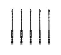 Meccion Forets pour Carrelage 5mm 5Pcs Forets Professionnels en Croix Carbure de Tungstène pour Carrelage, Brique, Verre, Porcelaine, Plastique, Bois, Ciment, Métal Doux