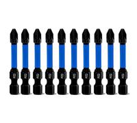Meccion Jeu de Embouts Tournevis de Pozidriv Professionnels 10Pcs Longueur 50mm Embouts Visseuse PZ2 Magnétique à Choc avec 1/4" Hexagonale Tige