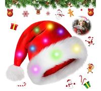 Mecctuck Bonnet de Noël avec Lumière LED - Chapeau de Père Noël Illuminé