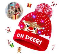 Mecctuck Bonnet de Noël pour Enfant, Bonnet avec lumière LED, Bonnet de Père Noël, Bonnet avec LED, Bonnet LED pour Enfants, Chapeau de Noël, Bonnets de Noël Taille Unique pour Adultes et Enfant