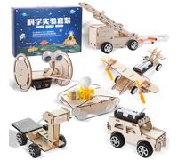 Mecctuck Lot de 6 expériences pour enfants à partir de 8, 9, 10, 11, 12, boîte d'expérimentation, kit de construction électronique, kit de construction en bois, voitures, avions, engins spatiaux, kit