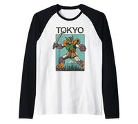 Mecha Robot Fighting Pose Boys Poster Japonais Vintage Tokyo Manche Raglan