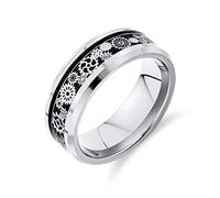 Mechanic Car Racer Ring Punk Rock Motorcycle Les Motards Jewelry Argent Titane Baguemariage Steampunk Gear Wheel Carbon Fiber Inlay Beveled Edges Comfort Fit 8Mm