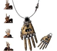 Mechanical Bionic Hand Pendant,Movable Finger Joints Robot Hand Charm Jewelry,Steampunk Mechanical Hand Necklace (Yellow, 52x24mm/2.05x0.94in)