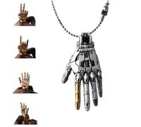 Mechanical Bionic Hand Pendant, Movable Finger Joints Robot Hand Charm Jewelry, Steampunk Mechanical Hand Pendant Necklace, Movable Finger Joints Robot Charm Jewelry Gift for Men Women (Silver)