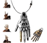 Mechanical Bionic Hand Pendant,Movable Finger Joints Robot Hand Charm Jewelry,Steampunk Mechanical Hand Necklace (Silver, 52x24mm/2.05x0.94in)