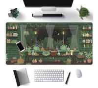 Joli tapis de souris grenouille kawaii vert, grand tapis de souris de jeu pour décoration de bureau, tapis de clavier d'ordinateur, accessoires de décoration de bureau pour fille avec bords cousus (80