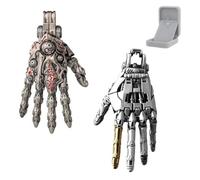 Mechanical Hand Pendant for Necklace,Steampunk Mechanical Hands Pendant Chain,Movable Finger Joints Hand Jewelry for Men Women (Silver)
