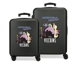 Méchants de Disney Incroyablement Fabuleux Ensemble Valise Noir 55/65 cm ABS Rigide Serrure à combinaison latérale 56L 6 kgs 4 roues doubles bagage à main