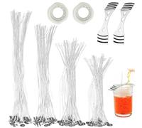 MèChe Bougie, 100 Pcs MèChes De Bougie Naturelles, 25/30/35/40cm avec 2 Supports Fixes en Acier Inoxydable, 200 Pastilles Autocollantes Double Face, pour La Fabrication De Bougies DIY