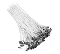 Mèche de Bougie 100 Pièces, Coton Naturel 15Cm/5.9 Pouces, Mèche de Bougie à Faible Fumée avec Base pour la Fabrication de Bougies Parfumées
