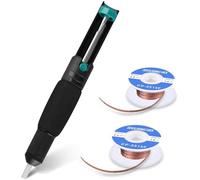 Mèche de pompe à dessouder, outil de retrait de soudure 3 en 1 comprenant 1 pompe à souder et 2 mèches à dessouder fil tressé (2,5 mm de large, 1,5 m de longueur)