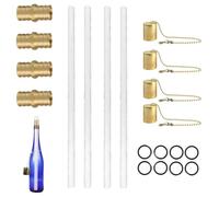Mèche de torche en laiton, Mèches de rechange pour chalumeau en fibre de verre, Le kit de torches de table comprend 4 mèches de torche longue durée, un couvercle de lampe en cuivre et un support de mè