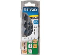 Mèche - TIVOLY - Coffret de 5 forets bois à 3 pointes SLR - Diamètres 3, 4, 5, 6 et 8 mm