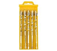 Mèche triangulaire en carbure cémenté avec adaptateur hexagonal pour le bois, le verre et les carreaux de céramique, ensemble de mèches spiralées pour perceuse manuelle, 4 tailles (Paquet de 5, croix