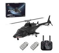 MechEdu AW-911 1:34 RC Hélicoptère RTF 2,4 GHz 9 canaux sans barre flybar avec mode cascade 6G/3D et localisation GPS, commutable entre le mode 1 et le mode 2 (2 piles)