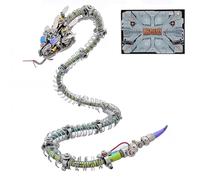 MechEdu Lot de 500 modèles de poison de serpent mécanique épineux bleu sarcelle, kit de modélisation en métal 3D, un cadeau pour adolescents et adultes