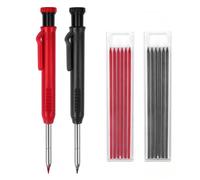 MECHEER Crayon de Charpentier avec 12 Porte Mine, Crayon Charpentier pour 45mm Trou Profond, Crayon Menuisier avec Taille-Crayons Intégré pour Bricolage Architecte Menuisier