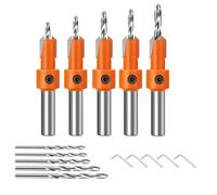 Mèches à Bois Fraisées Kit, Forets Fraisés Ensemble, 10 Pièces, Tige de 8 Mm, Butée de Profondeur, Pour Travail du Bois et Plastique