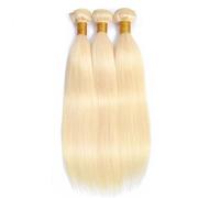 Mèches brésiliennes naturelles Remy lisses 613, Extensions de cheveux non traitées, Double trame, perruques blondes claires for femmes Wear and Go(26inch)