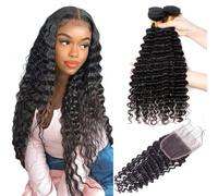 Mèches de cheveux humains ondulés 12A, 50, 56, 61 cm, 100 % cheveux brésiliens vierges non traités, double trame résistante, couleur naturelle, d