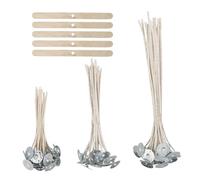 Mèches de coton pour bougies, lot de 60 mèches en 3 tailles différentes, mèche sans fumée, mèche avec support fixe en acier inoxydable, longue mèche pour bougie DIY (10-15-20 cm)